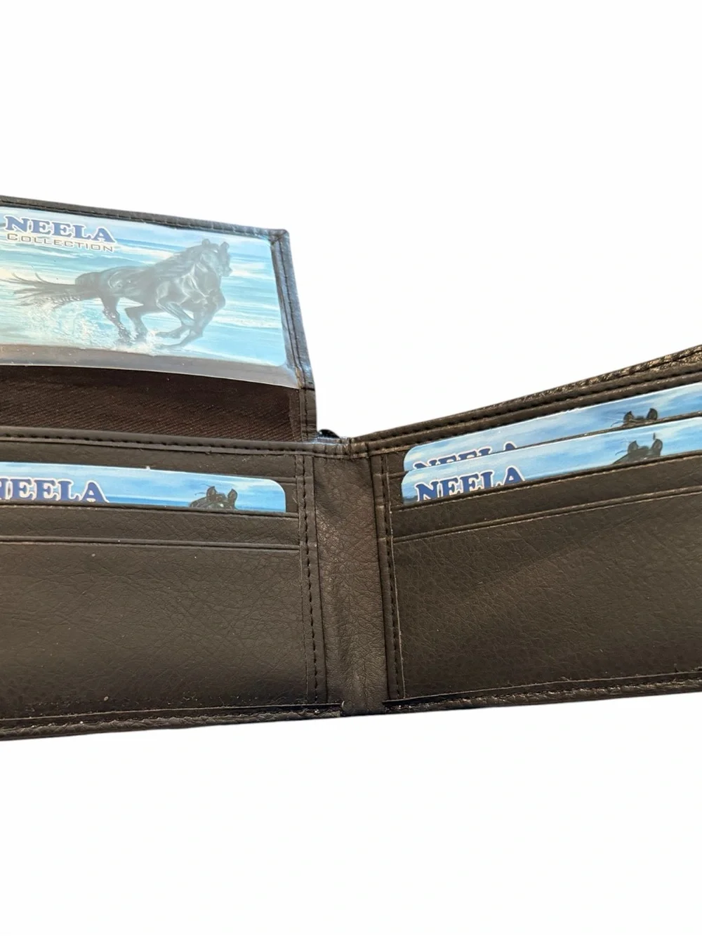Neela Collection Men's Black Leather Wallet with Horse Emblem - New